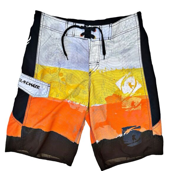 Island Haze Aussie Mens Board Shorts Sz S Surfer Beach Map of Australia Graphic - Picture 1 of 7